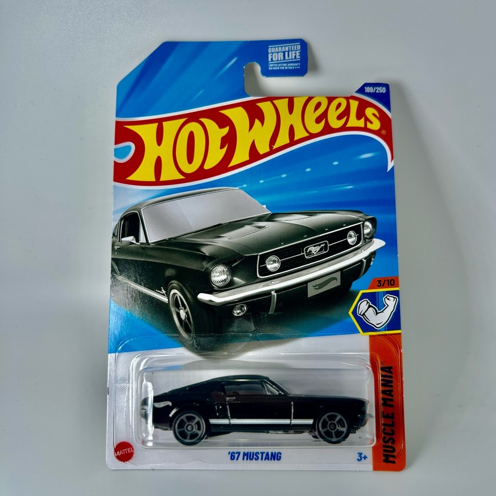 2025 Hot Wheels Muscle Mania ‘67 Mustang Black w/ White Stripes 3/10 NEW 189/250